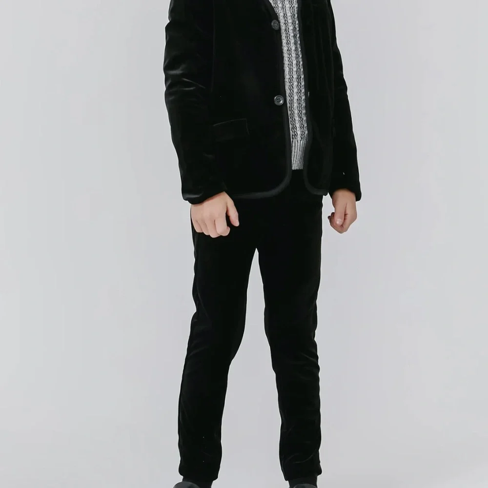 NWT Kipp Black Velvet Slim Pants - Picture 2 of 2